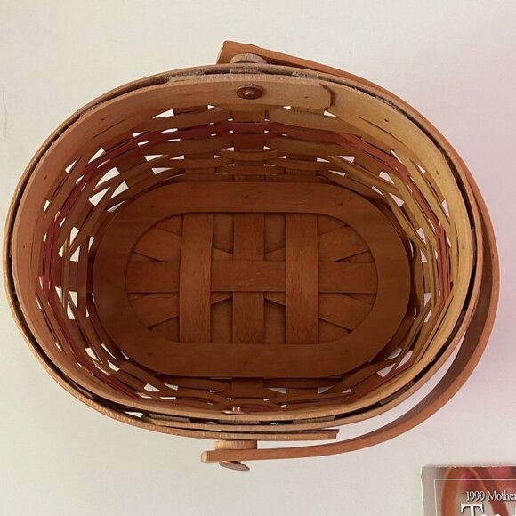 Longaberger 1999 Mothers Day Tea for Two Basket with Liner Protector Tie-On - Picture 12 of 16